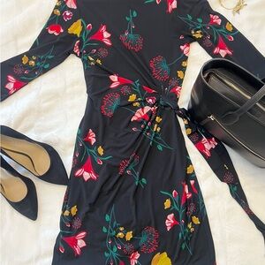 Ann Taylor Black Floral Mini Dress